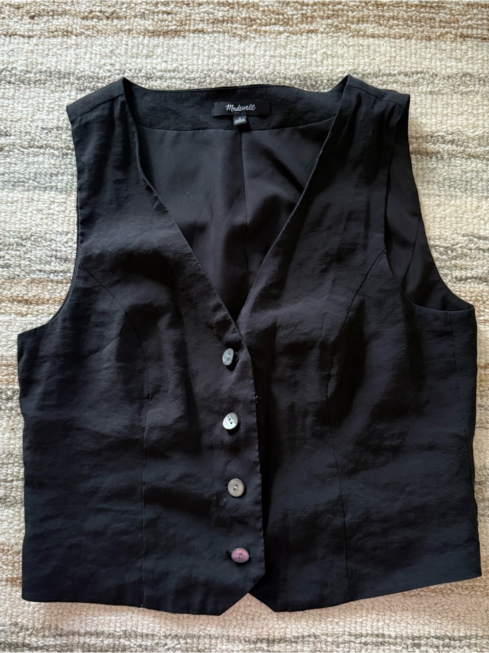 Madewell Black Sleeveless Button Front Vest size 4